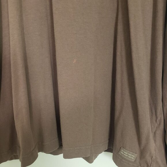 Life is Good Dog Santa Shirt Yellow Lab Cotton Brown Long Sleeve Mens Size XL - Picture 3 of 11